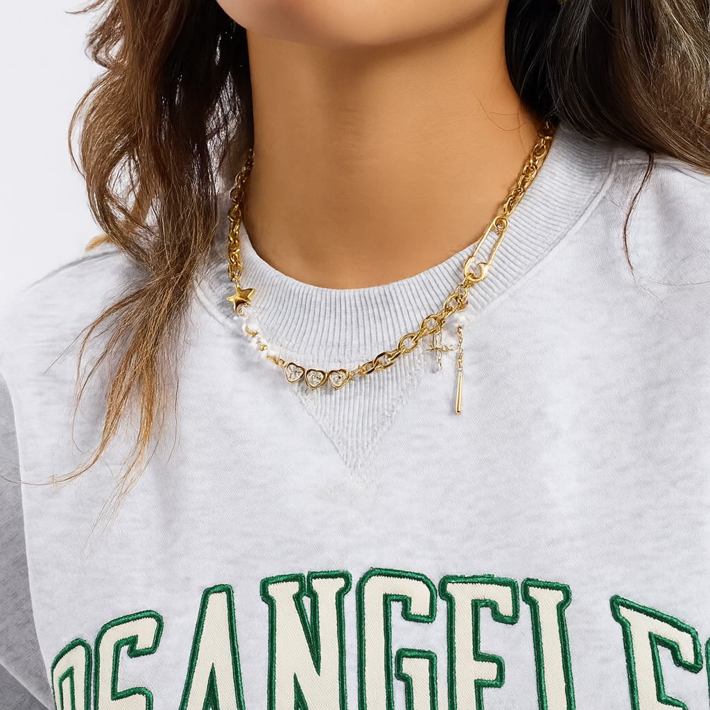 Five-Point Star Safety Pin Necklace